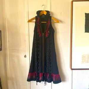 Fabulous black corset style dress with velvet accents.